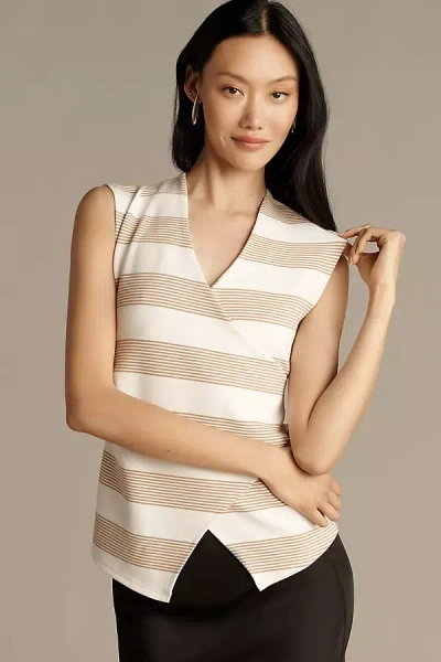 Maeve Sleeveless V-neck Wrap Top In Neutral