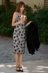 Maeve Slim Patterned Midi Dress In Brown