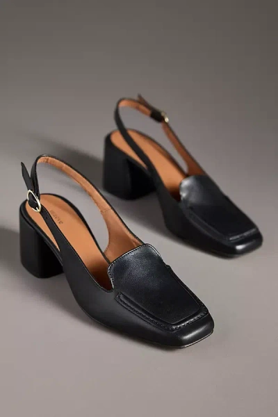 Maeve Slingback Loafer Block Heels In Black