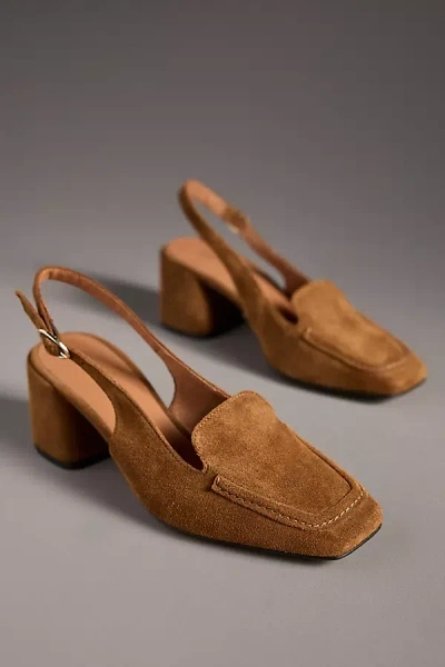 Maeve Slingback Loafer Block Heels In Brown