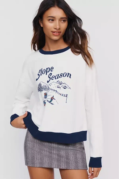 Maeve Slope Season 100% Cotton Graphic Sweatshirt In White