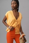 Maeve Slouchy Cardigan Sweater Vest In Orange