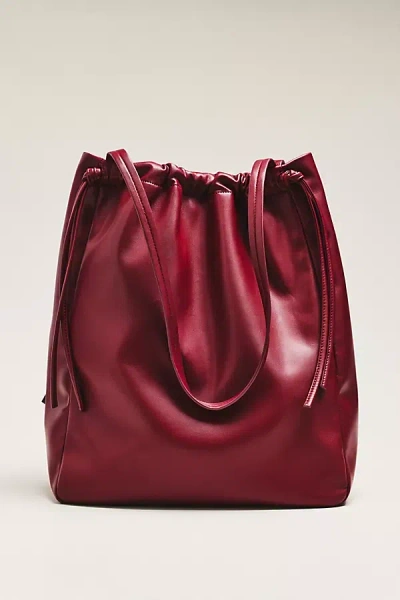 Maeve Slouchy Faux Leather Cinched Tote Bag In Red