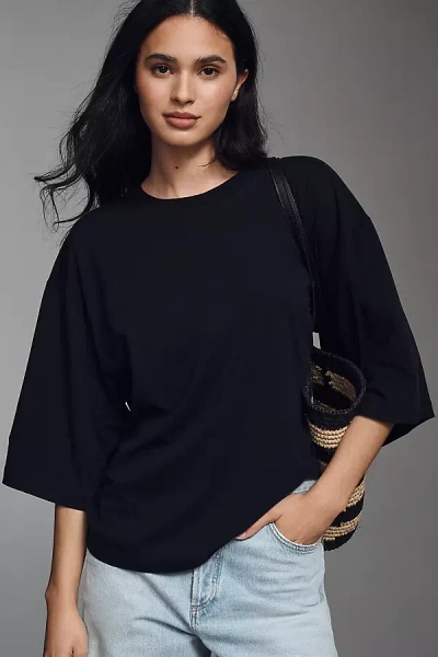 Maeve Slouchy Relaxed Knit Top In Black