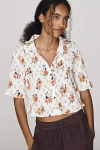 Maeve Smocked Button-front Top In White