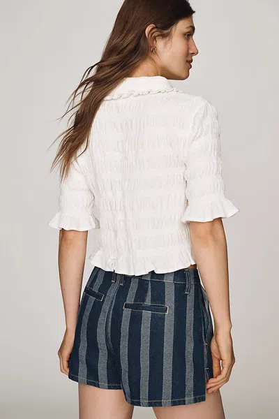 Maeve Smocked Button-front Top In White