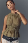 Maeve Smocked Halter Top In Green