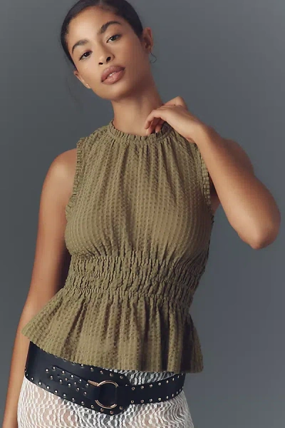 Maeve Smocked Halter Top In Green