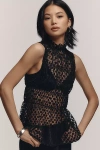 Maeve Smocked High-neck Tiered Tank Top In Black