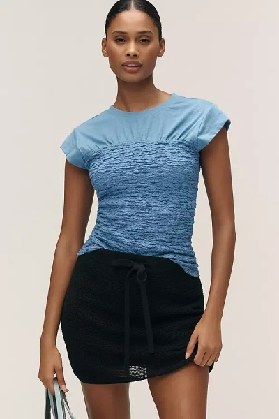 Maeve Smocked Muscle Top In Blue