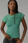 Maeve Smocked Muscle Top In Green