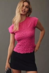 Maeve Smocked Muscle Top In Pink