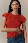 Maeve Smocked Muscle Top In Red