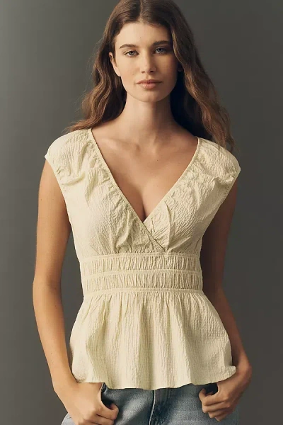 Maeve Smocked Peplum Top In Yellow