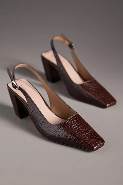 Maeve Snip-toe Slingback Block Heels In Brown