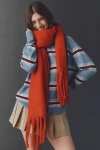 Maeve Solid Brushed Fringe Scarf In Red