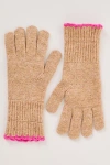 Maeve Solid Ribbed Knit Gloves In Brown