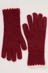 Maeve Solid Ribbed Knit Gloves In Brown