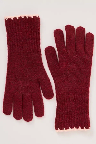 Maeve Solid Ribbed Knit Gloves In Brown