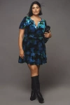 Maeve Somerset Velvet Mini Dress In Blue