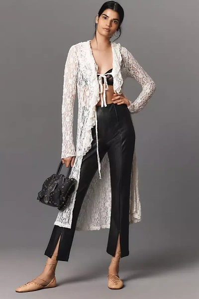 Maeve Split-front Faux-leather Trousers In Black