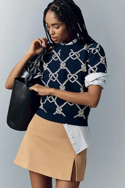 Maeve Split-hem Mini Skirt In Blue