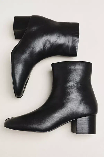 Maeve Split-toe Leather Booties In Black