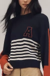 Maeve Sporty Crew-neck Pullover Sweater In Blue