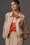 Maeve Sporty Crop Bomber Jacket In Neutral