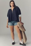 Maeve Sporty Henley Swing Top In Blue