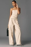 Maeve Sporty Poplin Pull-on Trousers Pants In Neutral