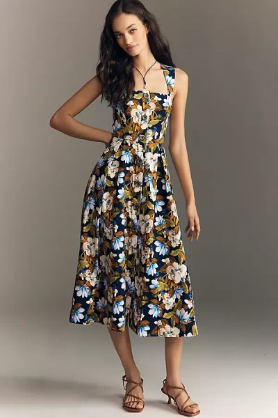 Maeve Square-neck Buttondown Dress In Multi