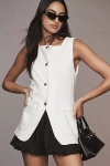 Maeve Square-neck Cutaway Denim Vest Jacket