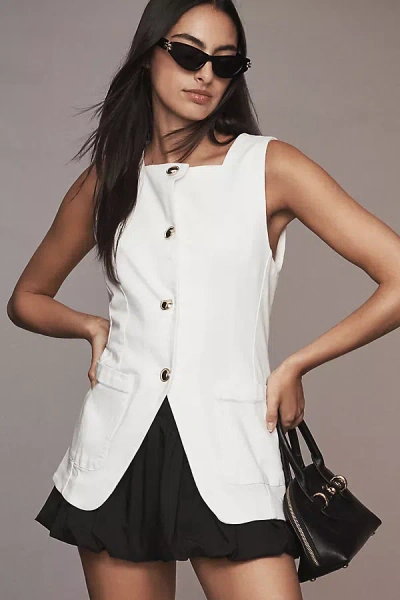 Maeve Square-neck Cutaway Denim Vest Jacket