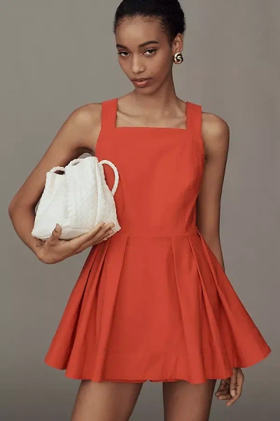 Maeve Square-neck Fit-and-flare Romper In Red
