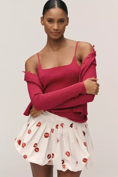 Maeve Square-neck Ribbed Knit Tank Top In Pink