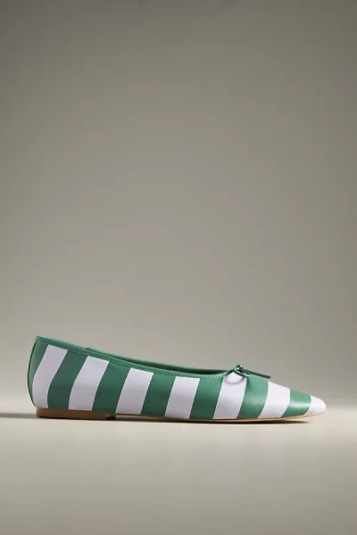Maeve Satin Square-toe Ballet Flats In Green