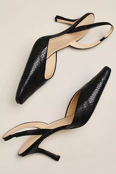 Maeve Square Toe Slingback Heels In Black