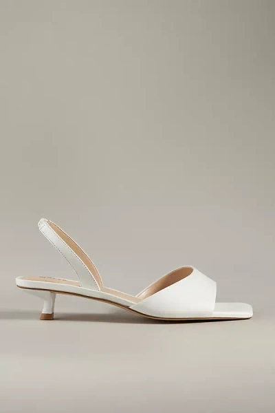 Maeve Square-toe Slingback Kitten Heels In White