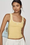 Maeve Square-neck Logo Knit Tank Top In Yellow