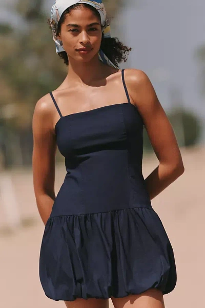 Maeve Square-neck Poplin Bubble Mini Dress In Blue