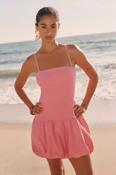 Maeve Square-neck Poplin Bubble Mini Dress In Pink