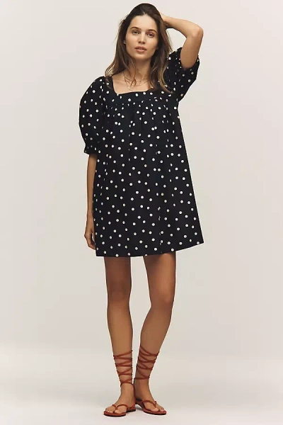 Maeve Square-neck Puff-sleeve Mini Dress In Multi