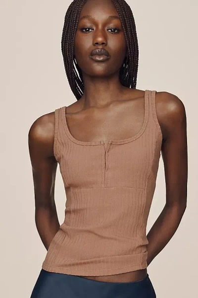 Maeve Square-neck Tank Top In Brown