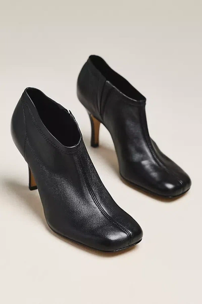 Maeve Square-toe Leather Booties In Black
