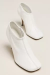 Maeve Square-toe Leather Booties In White