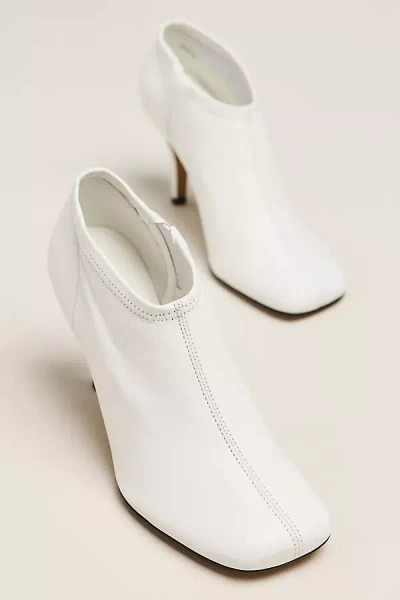 Maeve Square-toe Leather Booties In White