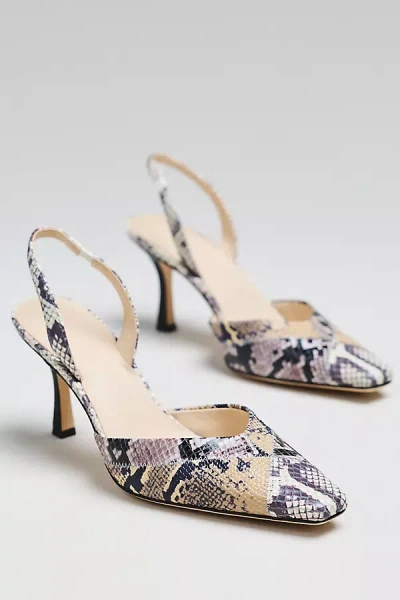 Maeve Square-toe Slingback Leather Heels In Brown