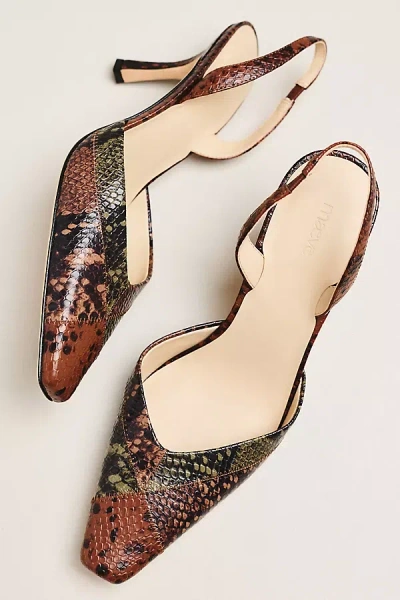 Maeve Square-toe Slingback Leather Heels In Brown