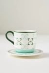 Maeve Stoneware Espresso Cup & Saucer In Green